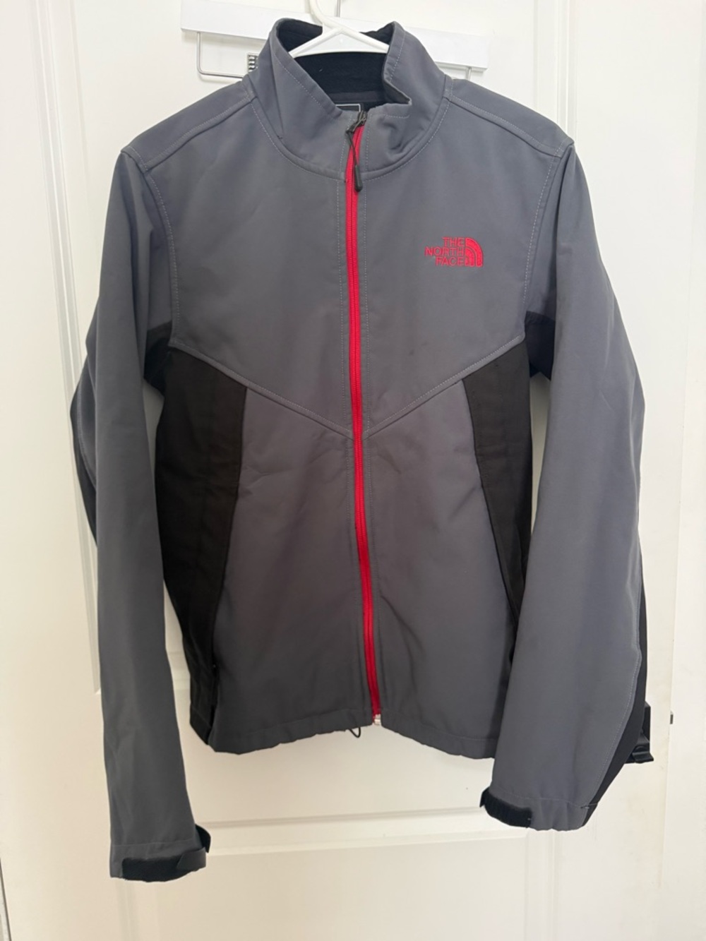 The North Face Men's Gray & Black Softshell Jacket with Red Accents